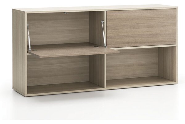 Kancelársky policový regál LAYERS, dlhý, 2 boxy, 1582 x 400 x 777, dub prírodný / dub morený