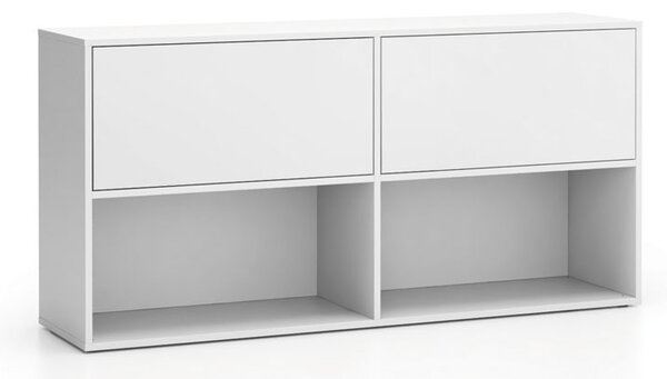 Kancelársky policový regál LAYERS, dlhý, 2 boxy, 1582 x 400 x 777, biela