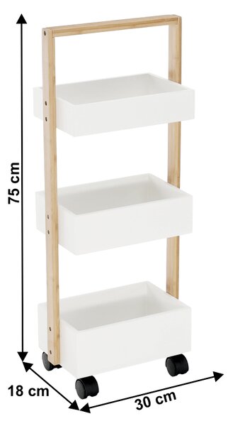 KONDELA Regál, bambus lakovaný/biela, ARTO