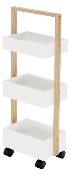 KONDELA Regál, bambus lakovaný/biela, ARTO