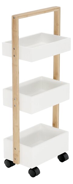 KONDELA Regál, bambus lakovaný/biela, ARTO