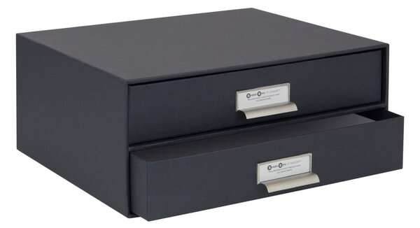 Tmavosivá 2-poschodová zásuvka na dokumenty Bigso Box of Sweden Birger, 33 × 22,5 cm