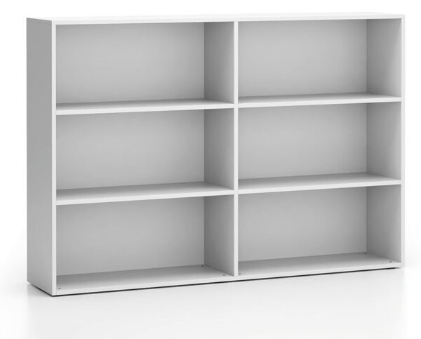 Dvojitý nízky kancelársky regál SEGMENT, 4 police, 1660 x 350 x 1140 mm, biela