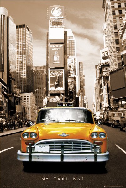 Plagát, Obraz - New York Taxi no.1 - sepia, (61 x 91.5 cm)