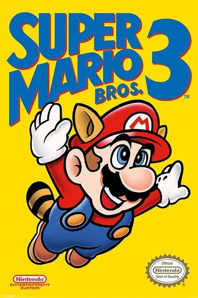 Plagát, Obraz - Super Mario Bros. 3 - NES Cover, (61 x 91.5 cm)