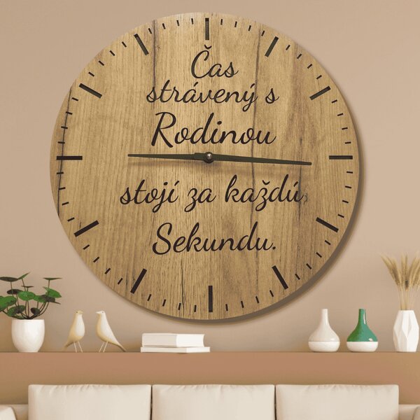 KMDESING | Drevené hodiny na stenu - Čas s rodinou