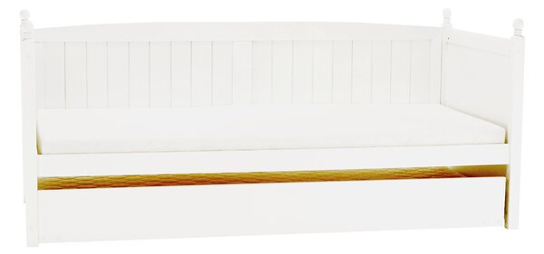 KONDELA Posteľ s prístelkou, borovicové drevo, biela, 90x200, GLAMIS