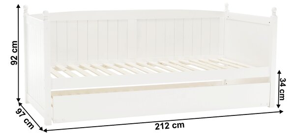 KONDELA Posteľ s prístelkou, borovicové drevo, biela, 90x200, GLAMIS