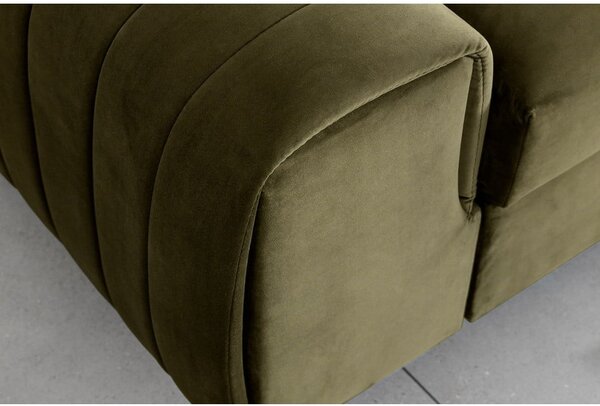 Khaki zamatová rozkladacia pohovka 261 cm Laurence – ELTAP