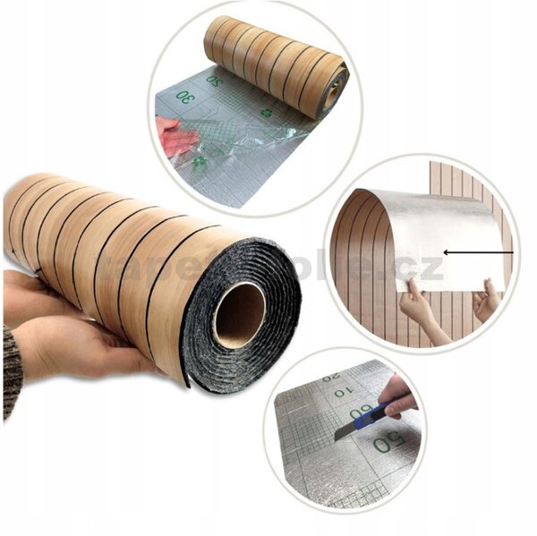 Samolepiace lamely na stenu R01, cena za kus, rozmer 300 cm x 40 cm, hnedé, IMPOL TRADE