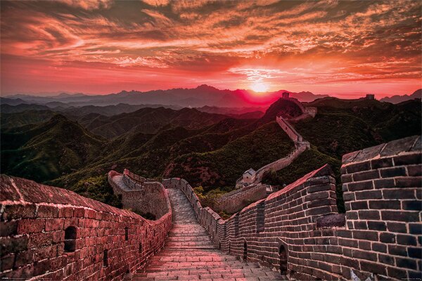 Plagát, Obraz - The Great Wall Of China - Sunset, (91.5 x 61 cm)