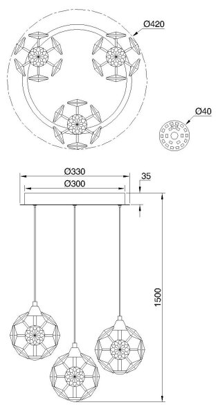 Globo 16047-3HC - LED závesné svietidlo na lanku VIRINA LED/24W/230V