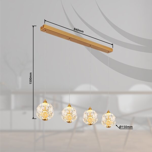 Globo 16047-4H - LED luster na lanku VIRINA LED/32W/230V 3000K zlatý