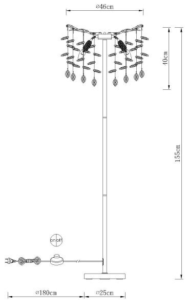 Globo 64138SS - Stojacia lampa QUEENA 5xE14/40W/230V strieborná