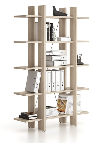 Kancelársky regál vysoký krátky SOLID, 1250 x 400 x 1825 mm, dub prírodný