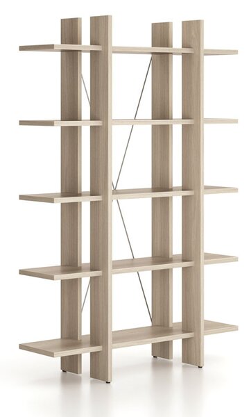 Kancelársky regál vysoký krátky SOLID, 1250 x 400 x 1825 mm, dub prírodný