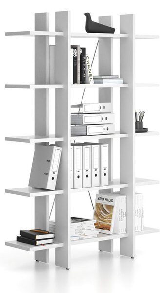 Kancelársky regál vysoký krátky SOLID, 1250 x 400 x 1825 mm, biela
