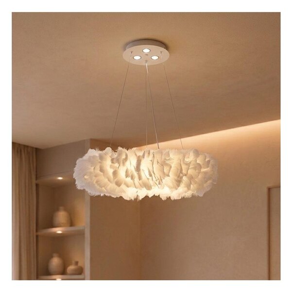 Brilagi - LED luster na lanku FEATHER 3xE27/40W/230V + 3xLED/3W pr. 50 cm biela
