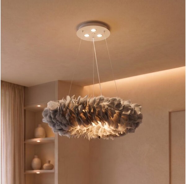 Brilagi - LED luster na lanku FEATHER 3xE27/40W/230V + 3xLED/3W pr. 50 cm šedý