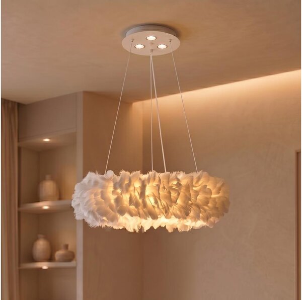 Brilagi - LED luster na lanku FEATHER 3xE27/40W/230V + 3xLED/3W pr. 40 cm biela