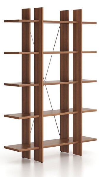 Kancelársky regál vysoký krátky SOLID, 1250 x 400 x 1825 mm, orech