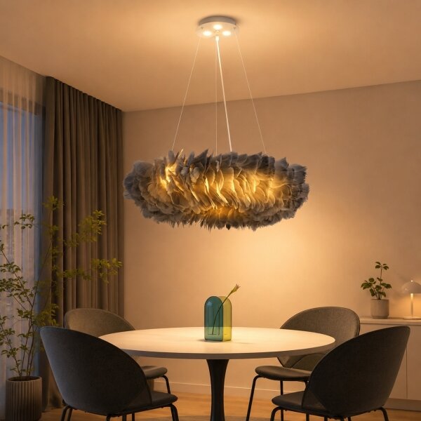 Brilagi - LED luster na lanku FEATHER 3xE27/40W/230V + 3xLED/3W pr. 50 cm šedý