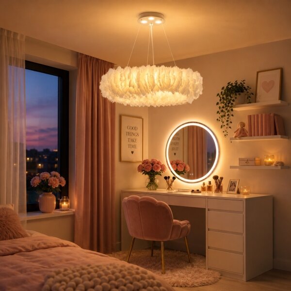 Brilagi - LED luster na lanku FEATHER 3xE27/40W/230V + 3xLED/3W pr. 50 cm biela