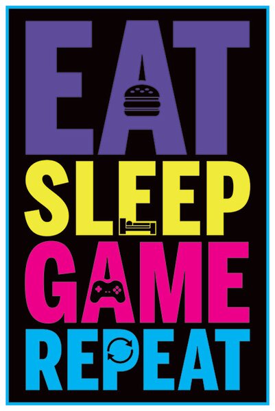 Plagát, Obraz - Eat, Sleep, Game, Repeat - Gaming