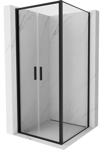 Mexen Exo, výklopná sprchová kabína, dvere 110 cm + bočná stena 110 cm, transparentné sklo, čierna, 814-110-110-70-00