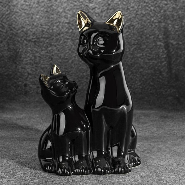 DEKORAČNÁ SOŠKA CAT 15X11X22 CM ČIERNA
