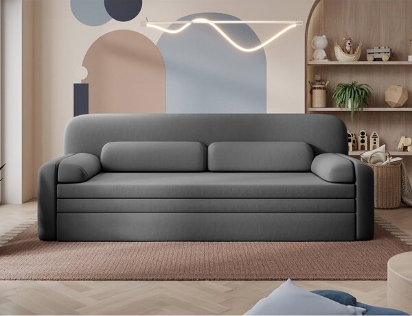 Taupe zamatová rozkladacia/s úložným priestorom pohovka 236 cm Elioss – ELTAP