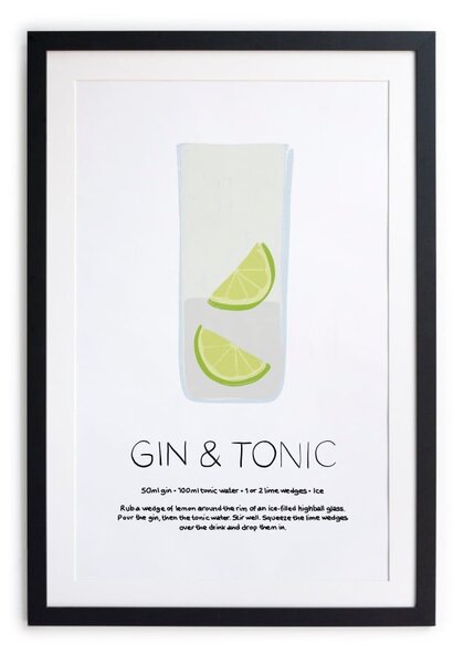 Zarámovaný plagát Really Nice Things Gin Tonic, 40 × 50 cm