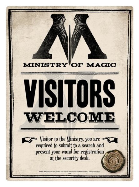 Plechová ceduľa Harry Potter - Ministry Of Magic, (15 x 21 cm)