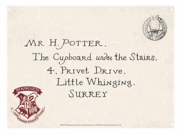 Plechová ceduľa Harry Potter - Letters, (21 x 15 cm)