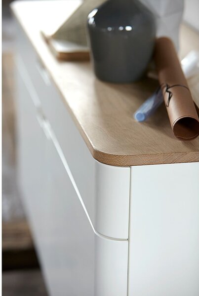 Nízka komoda z dreva bieleho duba Unique Furniture Amalfi