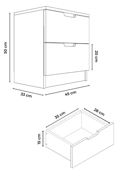 NovýNábytok.sk Nočný stolík Lumiano 2 (dub sonoma + biela). Akcia -21%. Vlastná spoľahlivá doprava až k Vám domov. 1153458