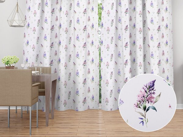 Biante Dekoračný záves TF-105 Orgovány na bielom 140x140 cm