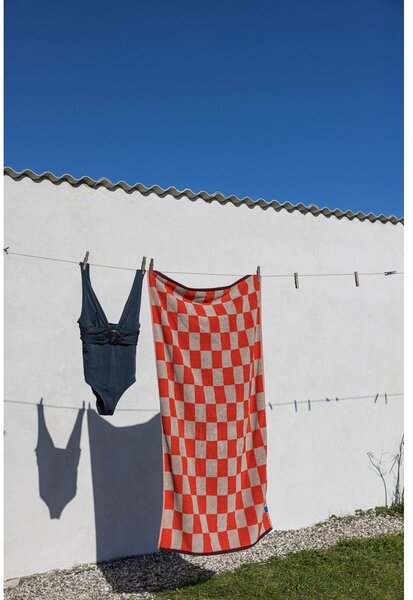 Oranžová/béžová froté osuška z bio bavlny 70x133 cm Retro – Mette Ditmer Denmark