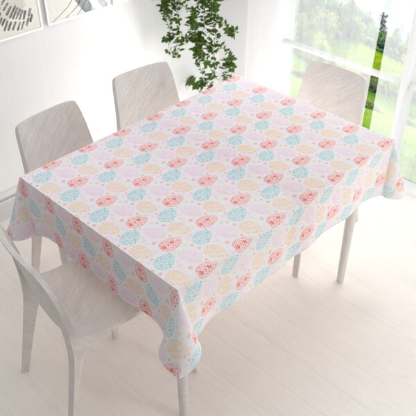 Biante Veľkonočný teflónový obdĺžnikový obrus TF-106 Farebné kraslice na bielom 50x100 cm