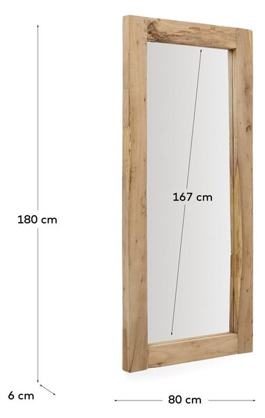 Nástenné zrkadlo s dreveným rámom 80x180 cm Maden – Kave Home