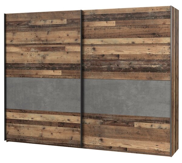 Šatníková skriňa CLIF staré drevo/betón, šírka 270 cm