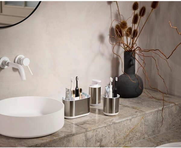 Dávkovač mydla z nehrdzavejúcej ocele v striebornej farbe 300 ml Duo Steel – Joseph Joseph