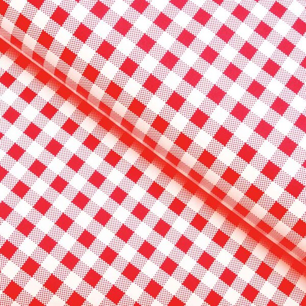 PVC obrus Červeno-biele kocky PV-030 - metráž š. 140 cm