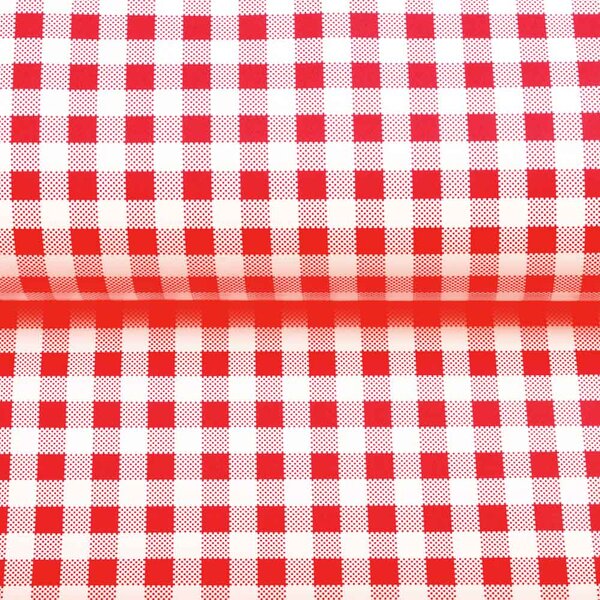 PVC obrus Červeno-biele kocky PV-030 - metráž š. 140 cm
