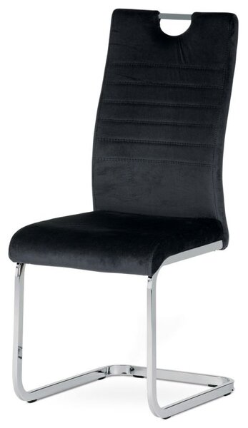 Jedálenská stolička, poťah čierna zamatová látka s madlom (a-416 čierna)