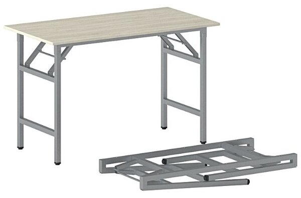 Konferenčný stôl FAST READY, 120x60 cm, sivostrieborná podnož, dub prírodný