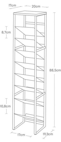 Čierny kovový regál na víno počet fliaš 16 20x88,5x19 cm Tower – YAMAZAKI