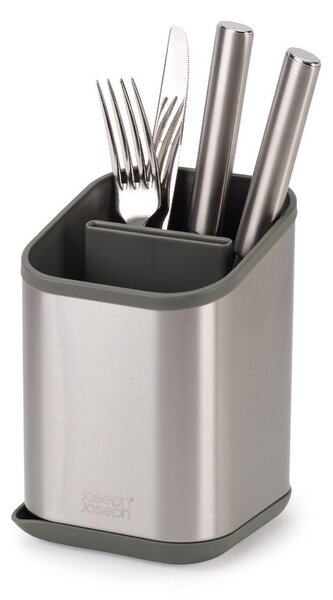 Odkvapkávač na príbory z nehrdzavejúcej ocele v lesklej striebornej farbe 11x11,5 cm Duo Steel – Joseph Joseph