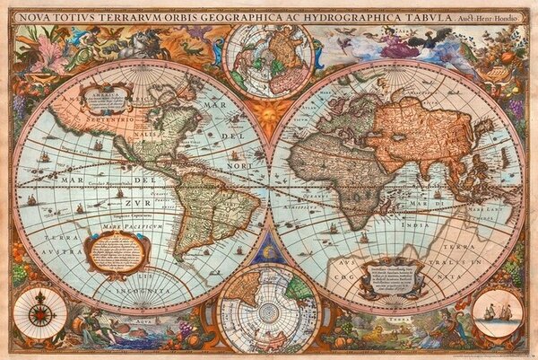 Plagát, Obraz - Historical Antique World Map