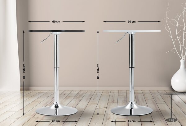 Barový stôl Lamoni - v85-106 cm x Ø60 cm - Čierna